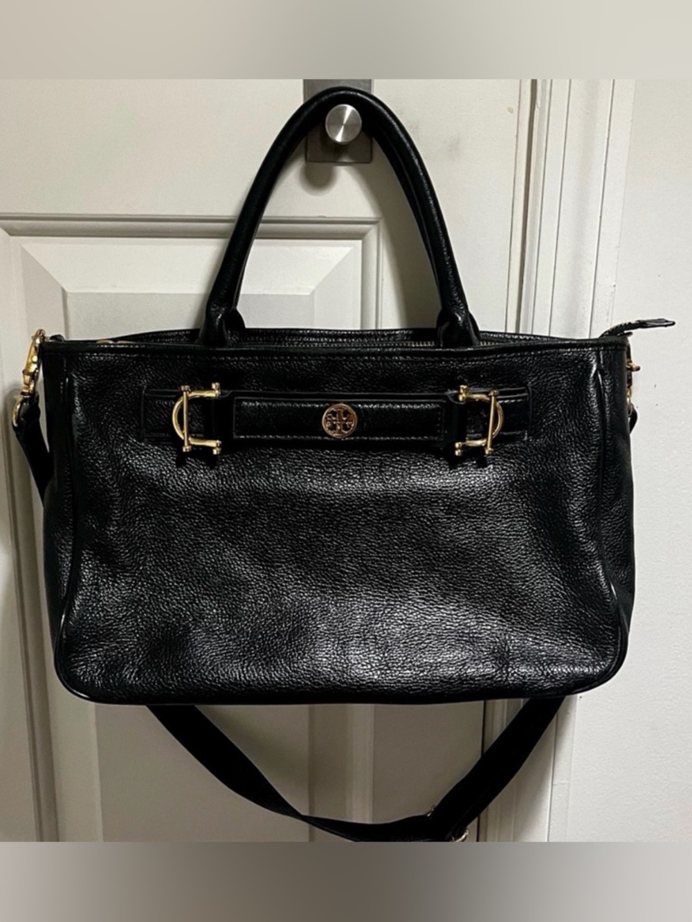 Tory Burch pebble grain leather bag w/ removable strap